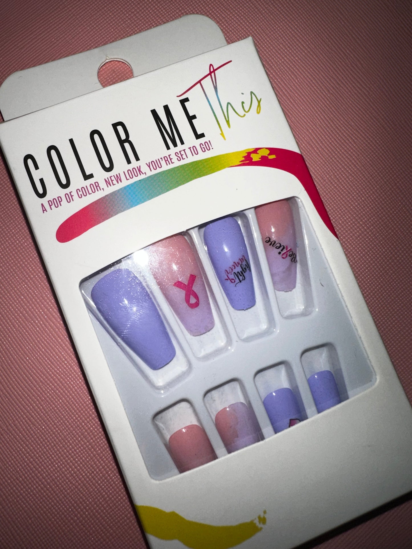 Breast Cancer Awareness Press On Nails Color Me This