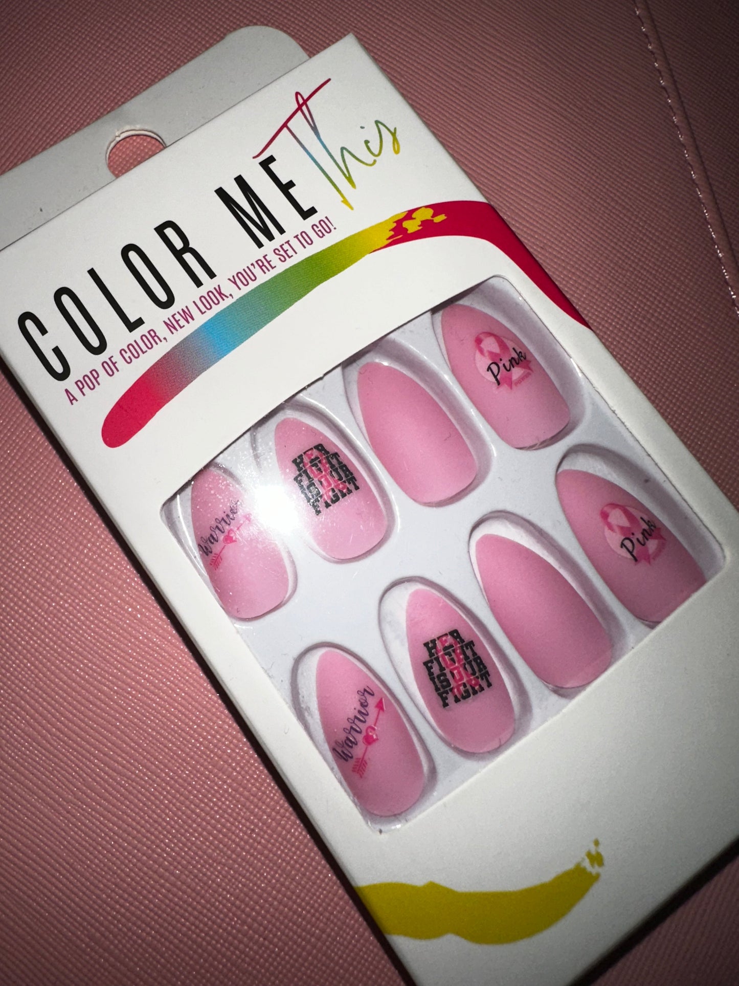 Breast Cancer Awareness Press On Nails Color Me This
